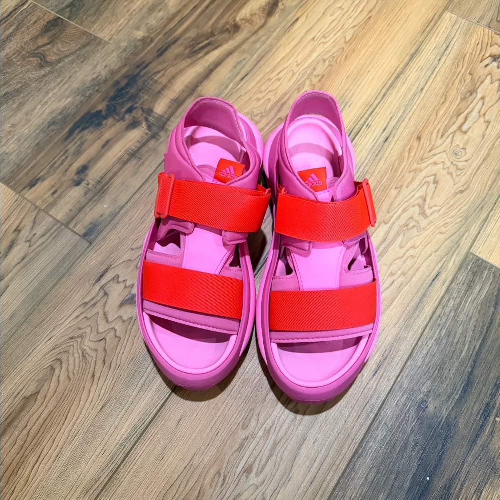 Adidas Mehana Vibrant Pink & Red Sandals - size 10